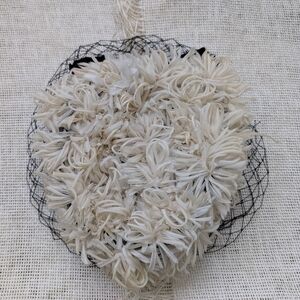 Vintage Lenore Marshall Cocktail Pillbox Hat Cream Floral Netting USA